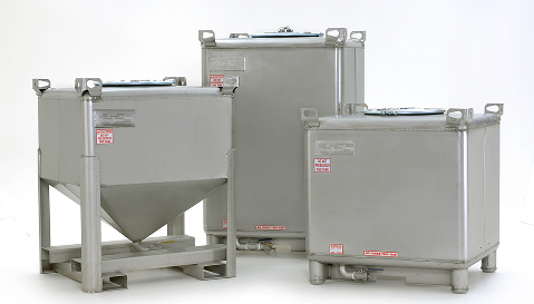 Stainless steel and carbon steel IBC tote tanks with cone and flat bottoms